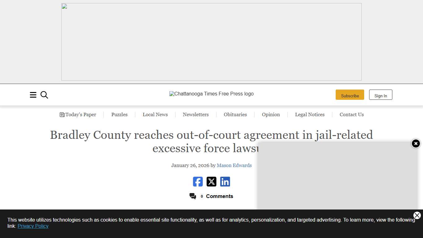 Bradley County reaches out-of-court agreement in jail-related excessive force lawsuit Chattanooga Times Free Press